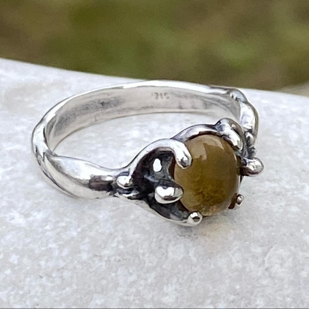 Earth Dreamer Goddess Ring .925 Sterling Silver w/ genuine Citrine gem USA sz 8